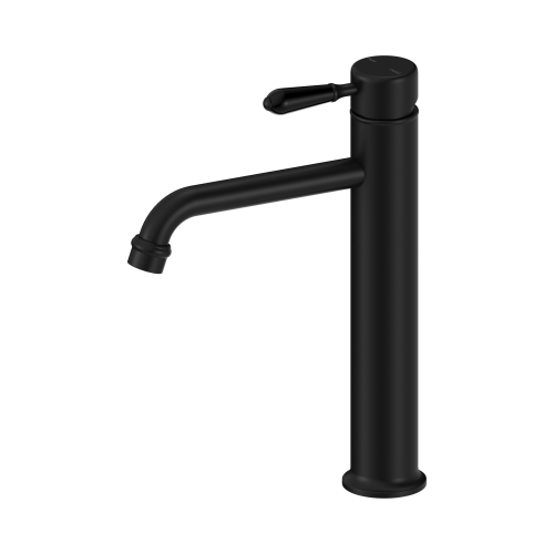 NERO YORK STRAIGHT TALL BASIN MIXER WITH METAL LEVER MATTE BLACK