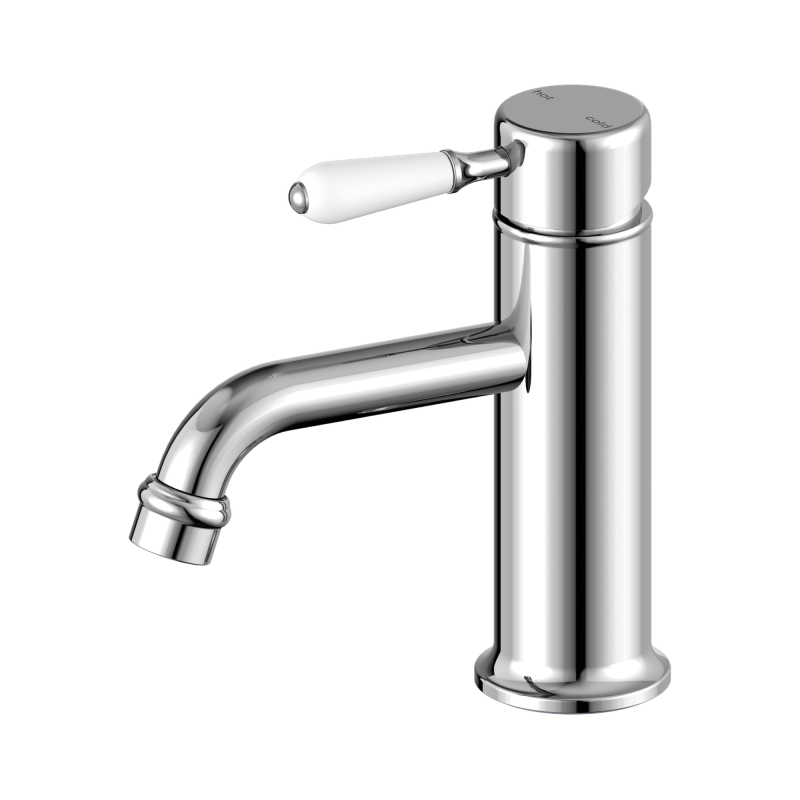 NERO YORK STRAIGHT BASIN MIXER WITH WHITE PORCELAIN LEVER CHROME NERO YORK STRAIGHT BASIN MIXER WITH WHITE PORCELAIN LEVER CHROME