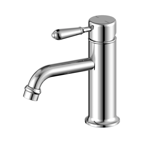 NERO YORK STRAIGHT BASIN MIXER WITH METAL LEVER CHROME