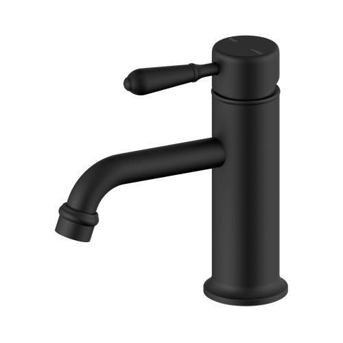 NERO YORK STRAIGHT BASIN MIXER WITH METAL LEVER MATTE BLACK