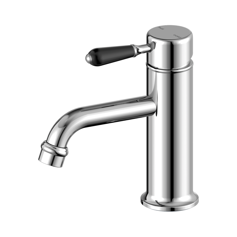 NERO YORK STRAIGHT BASIN MIXER WITH BLACK PORCELAIN LEVER CHROME NERO YORK STRAIGHT BASIN MIXER WITH BLACK PORCELAIN LEVER CHROME