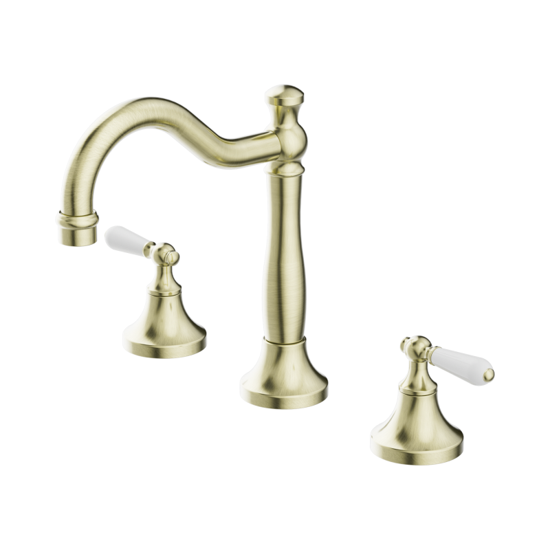 NERO YORK BASIN SET WITH WHITE PORCELAIN LEVER AGED BRASS NERO YORK BASIN SET WITH WHITE PORCELAIN LEVER AGED BRASS