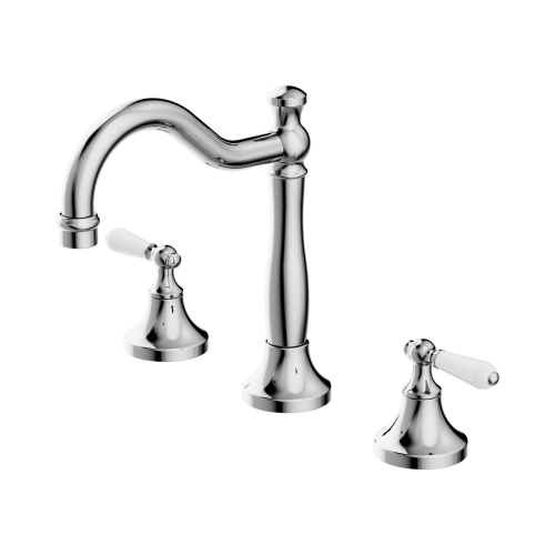 NERO YORK BASIN SET WITH WHITE PORCELAIN LEVER CHROME