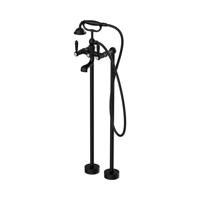 NERO YORK FREESTANDING BATH SET WITH METAL HAND SHOWER MATTE BLACK NERO YORK FREESTANDING BATH SET WITH METAL HAND SHOWER MATTE BLACK