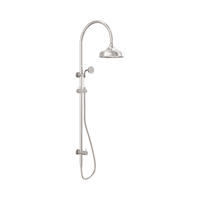 NERO YORK TWIN SHOWER WITH WHITE PORCELAIN HAND SHOWER BRUSHED NICKEL NERO YORK TWIN SHOWER WITH WHITE PORCELAIN HAND SHOWER BRUSHED NICKEL