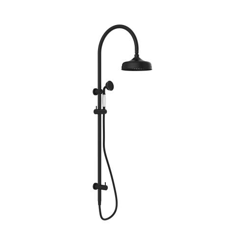 NERO YORK TWIN SHOWER WITH WHITE PORCELAIN HAND SHOWER MATTE BLACK