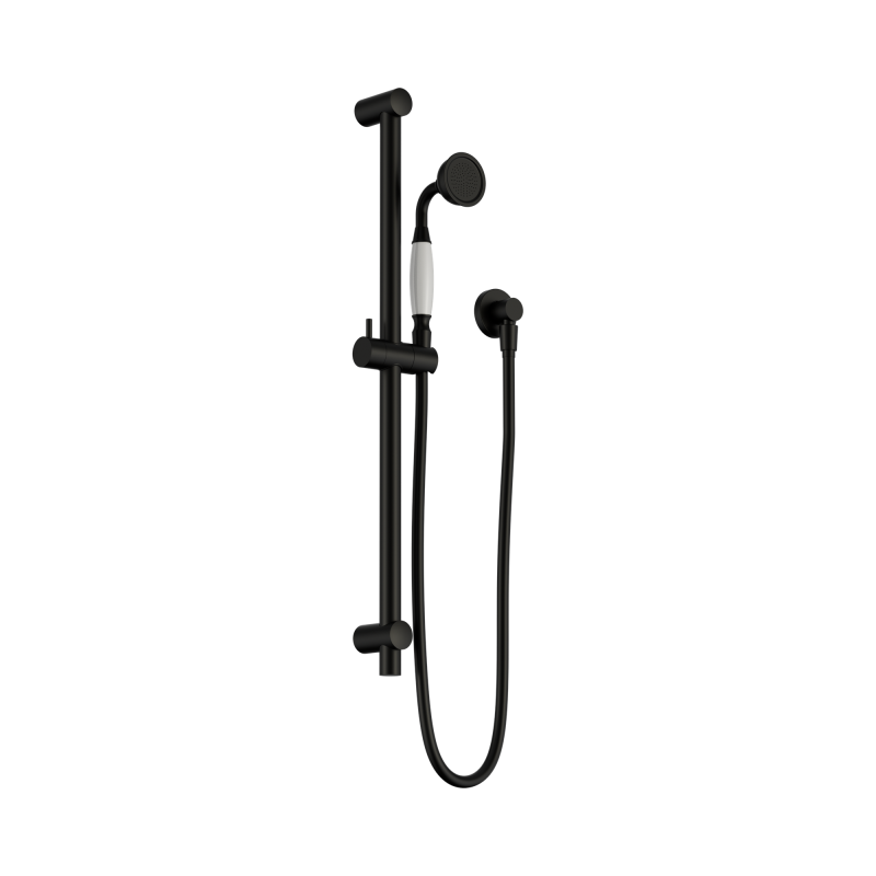 NERO YORK SHOWER RAIL WITH WHITE PORCELAIN HAND SHOWER MATTE BLACK NERO YORK SHOWER RAIL WITH WHITE PORCELAIN HAND SHOWER MATTE BLACK