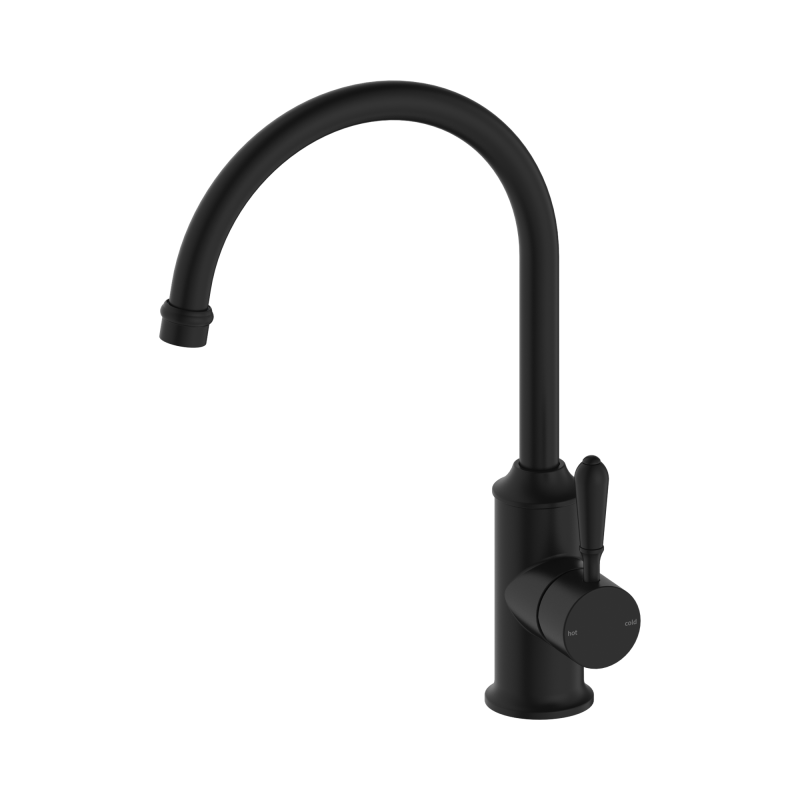 NERO YORK KITCHEN MIXER GOOSENECK SPOUT WITH METAL LEVER MATTE BLACK NERO YORK KITCHEN MIXER GOOSENECK SPOUT WITH METAL LEVER MATTE BLACK