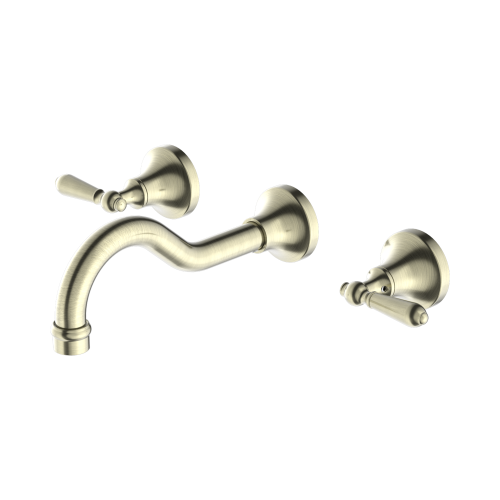 NERO YORK WALL BASIN SET WITH METAL LEVER AGED BRASS