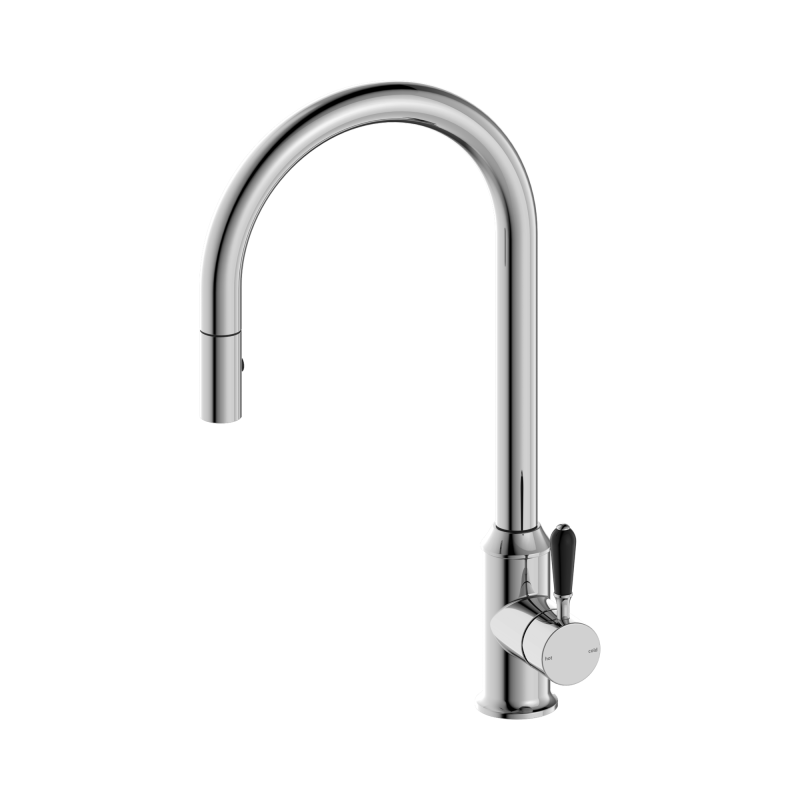NERO YORK PULL OUT SINK MIXER WITH VEGIE SPRAY FUNCTION WITH BLACK PORCELAIN LEVER CHROME NERO YORK PULL OUT SINK MIXER WITH VEGIE SPRAY FUNCTION WITH BLACK PORCELAIN LEVER CHROME
