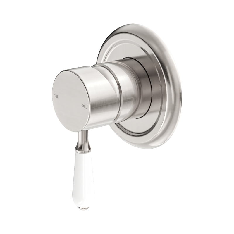 NERO YORK SHOWER MIXER WITH WHITE PORCELAIN LEVER BRUSHED NICKEL NERO YORK SHOWER MIXER WITH WHITE PORCELAIN LEVER BRUSHED NICKEL