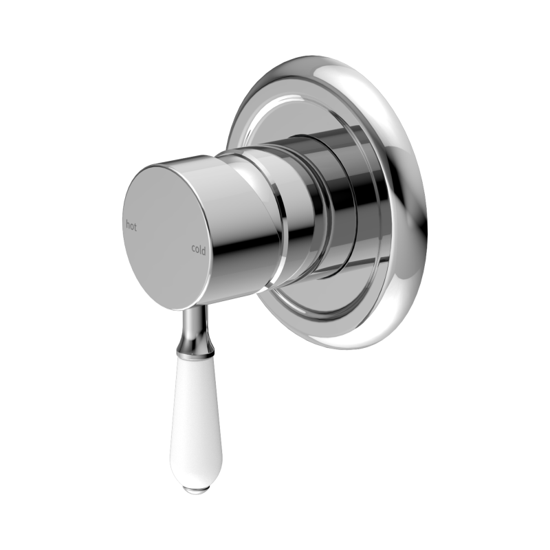 NERO YORK SHOWER MIXER WITH WHITE PORCELAIN LEVER CHROME NERO YORK SHOWER MIXER WITH WHITE PORCELAIN LEVER CHROME
