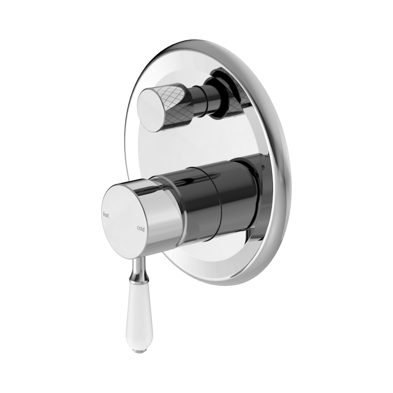NERO YORK SHOWER MIXER WITH DIVERTOR WITH WHITE PORCELAIN LEVER CHROME NERO YORK SHOWER MIXER WITH DIVERTOR WITH WHITE PORCELAIN LEVER CHROME