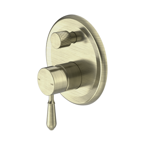 NERO YORK SHOWER MIXER WITH DIVERTOR WITH METAL LEVER AGED BRASS