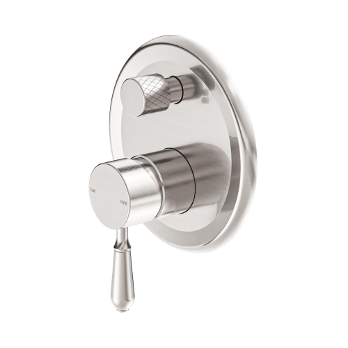 NERO YORK SHOWER MIXER WITH DIVERTOR WITH METAL LEVER BRUSHED NICKEL