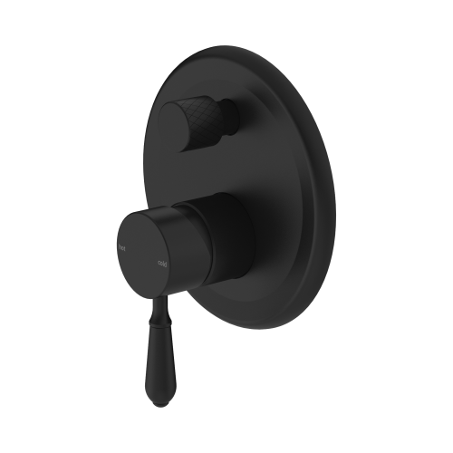 NERO YORK SHOWER MIXER WITH DIVERTOR WITH METAL LEVER MATTE BLACK