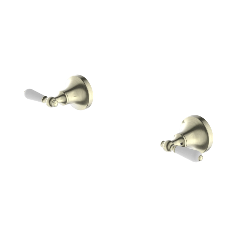 NERO YORK WALL TOP ASSEMBLIES WITH WHITE PORCELAIN LEVER AGED BRASS NERO YORK WALL TOP ASSEMBLIES WITH WHITE PORCELAIN LEVER AGED BRASS