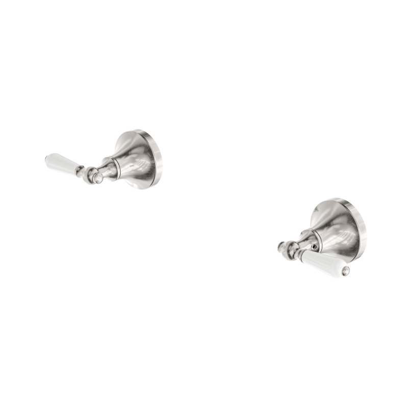 NERO YORK WALL TOP ASSEMBLIES WITH WHITE PORCELAIN LEVER BRUSHED NICKEL NERO YORK WALL TOP ASSEMBLIES WITH WHITE PORCELAIN LEVER BRUSHED NICKEL