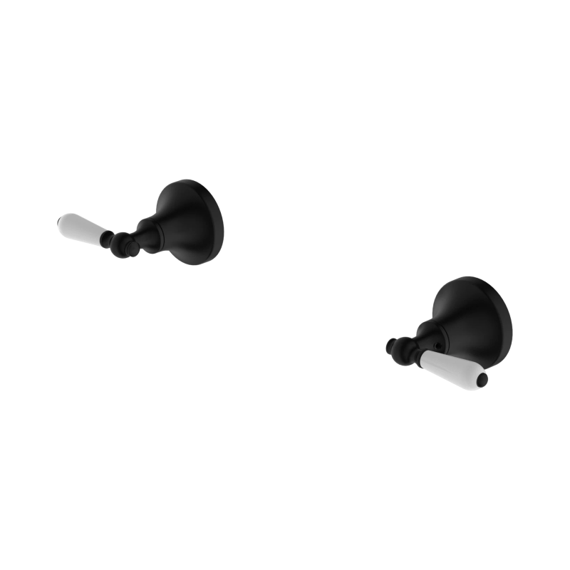 NERO YORK WALL TOP ASSEMBLIES WITH WHITE PORCELAIN LEVER MATTE BLACK NERO YORK WALL TOP ASSEMBLIES WITH WHITE PORCELAIN LEVER MATTE BLACK