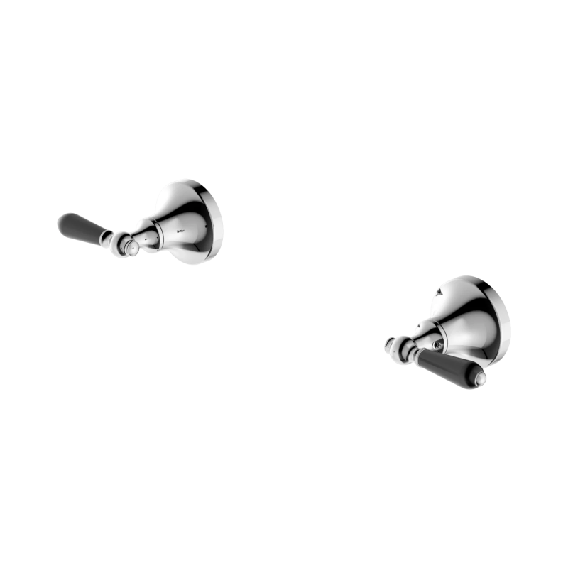 NERO YORK WALL TOP ASSEMBLIES WITH BLACK PORCELAIN LEVER CHROME NERO YORK WALL TOP ASSEMBLIES WITH BLACK PORCELAIN LEVER CHROME