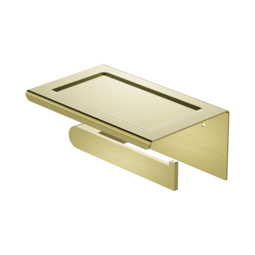 NERO BIANCA TOILET ROLL HOLDER WITH PHONE HOLDER BRUSHED GOLD