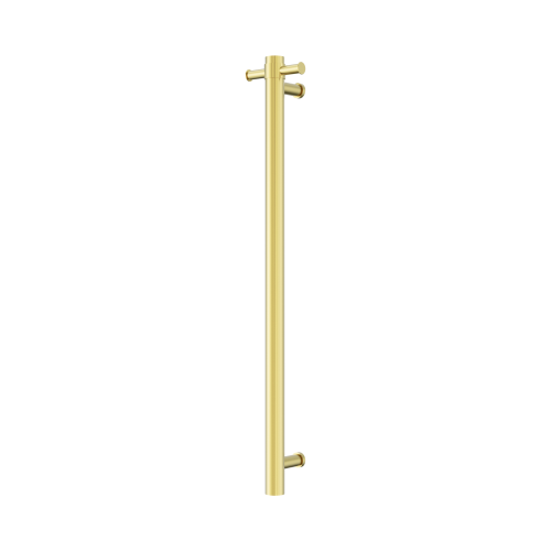 NERO MECCA 240V SINGLE VERTICAL HEATED TOWEL RAIL BRUSHED GOLD NERO MECCA 240V SINGLE VERTICAL HEATED TOWEL RAIL BRUSHED GOLD