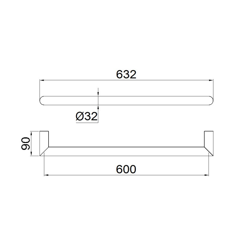 NERO MECCA 240V SINGLE HEATED TOWEL RAIL CHROME
