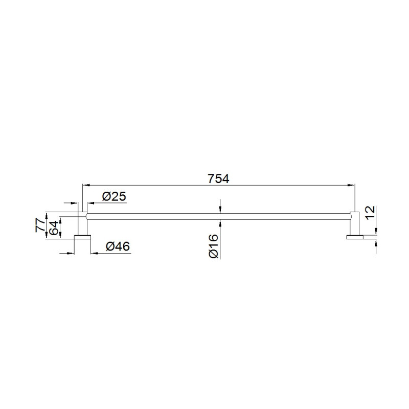NERO MECCA SINGLE TOWEL RAIL 800MM BRUSHED BRONZE
