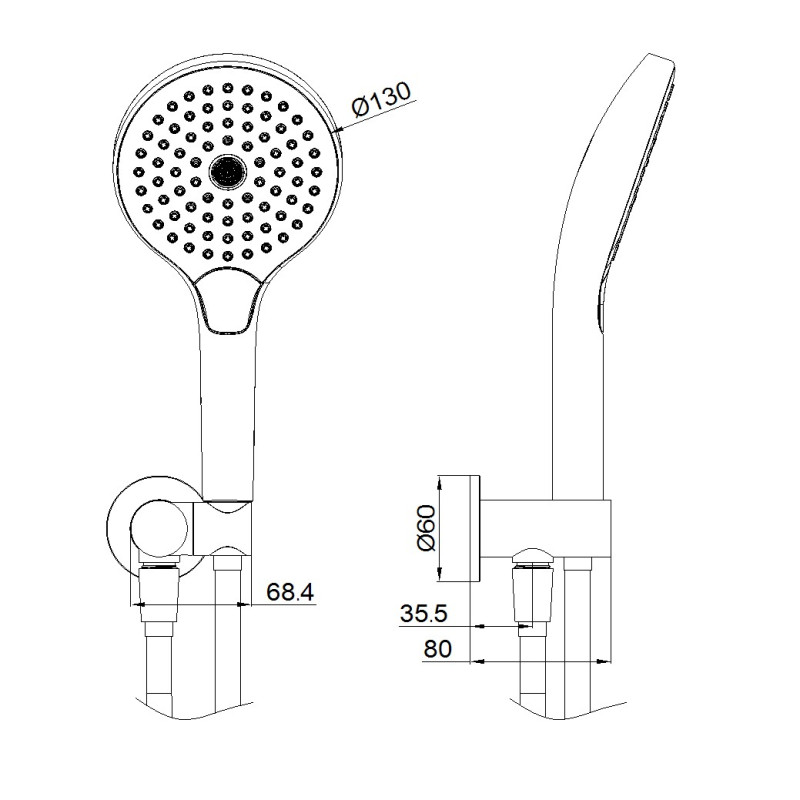 NERO MECCA SHOWER ON BRACKET WITH AIR SHOWER II BRUSHED BRONZE