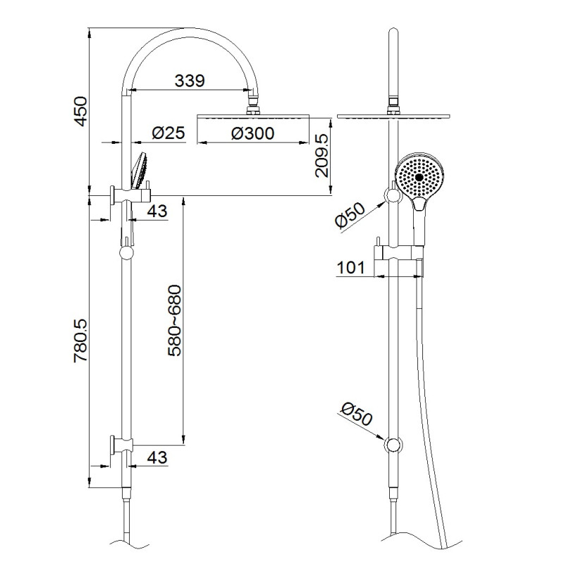 NERO MECCA TWIN SHOWER WITH AIR SHOWER II MATTE BLACK