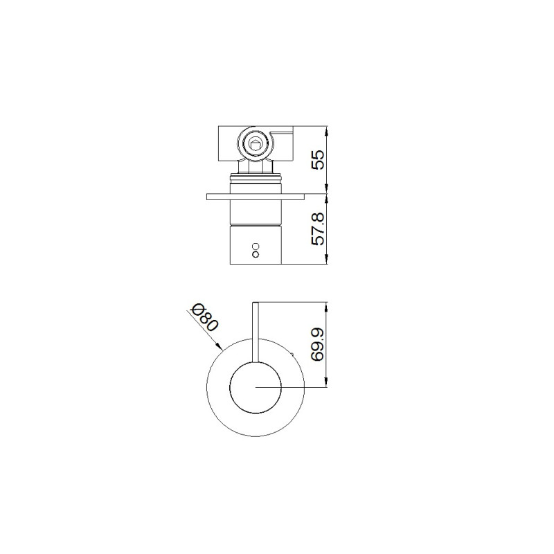 NERO MECCA SHOWER MIXER HANDLE UP 80MM PLATE GUN METAL