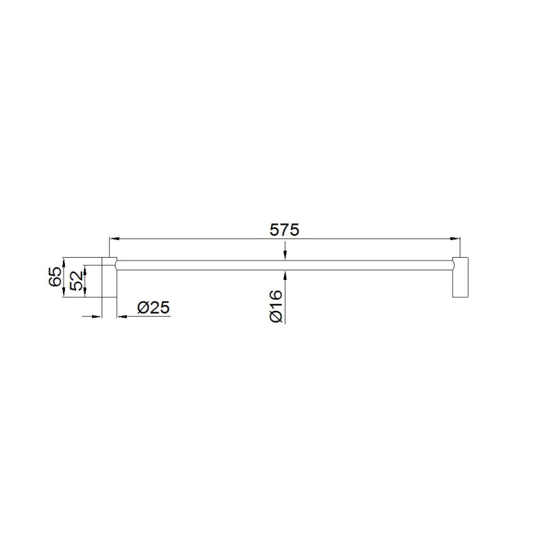 NERO NEW MECCA SINGLE TOWEL RAIL 600MM MATTE BLACK