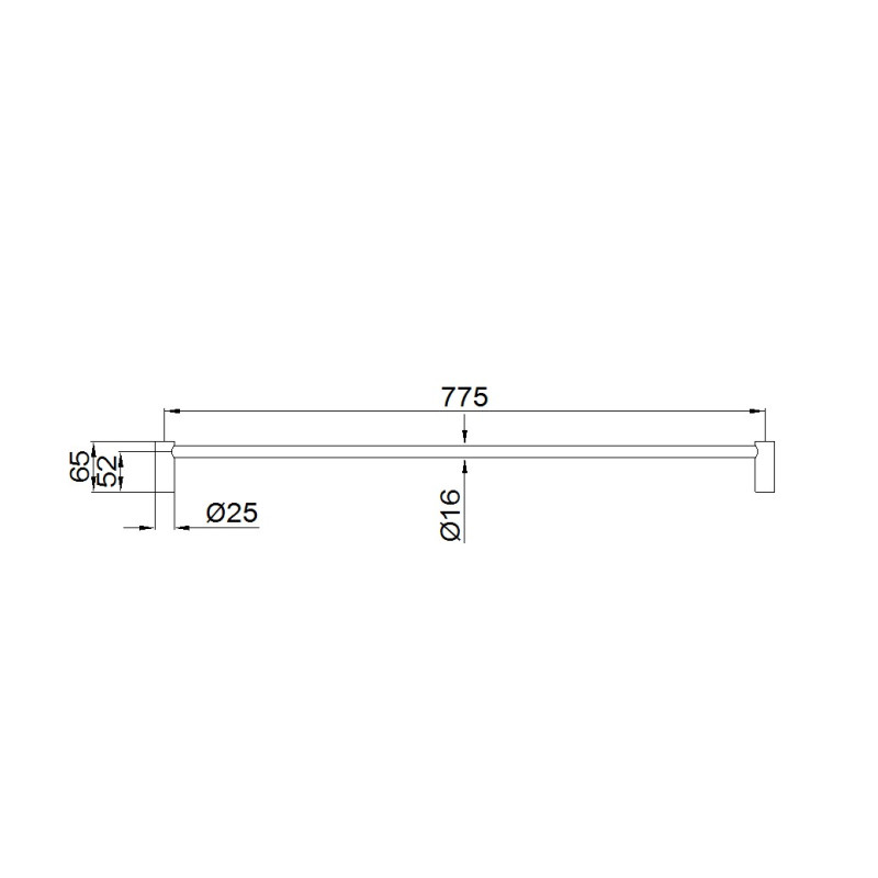 NERO NEW MECCA SINGLE TOWEL RAIL 800MM BRUSHED NICKEL