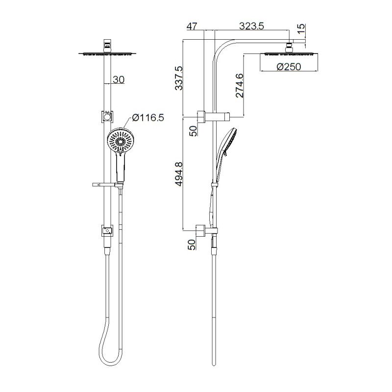 NERO BIANCA TWIN SHOWER CHROME