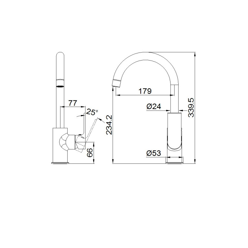 NERO BIANCA KITCHEN MIXER GOOSENECK SPOUT BRUSHED BRONZE