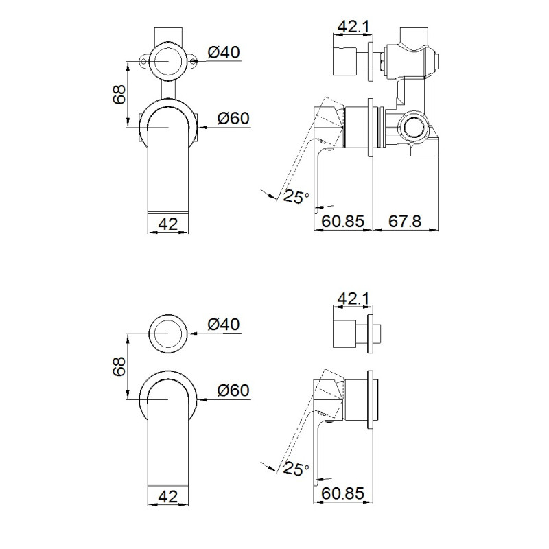 NERO BIANCA SHOWER MIXER WITH DIVERTOR SEPARATE BACK PLATE CHROME