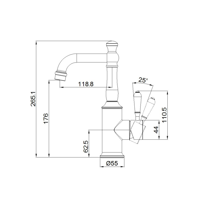 NERO YORK BASIN MIXER WITH WHITE PORCELAIN LEVER MATTE BLACK