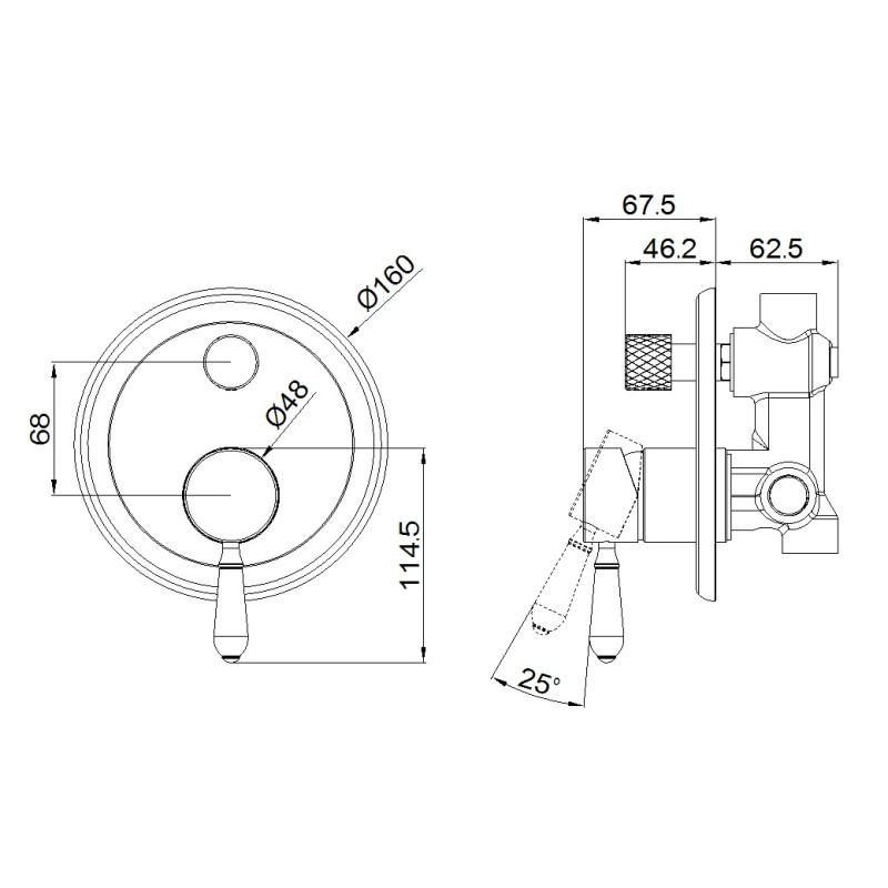 NERO YORK SHOWER MIXER WITH DIVERTOR WITH WHITE PORCELAIN LEVER MATTE BLACK