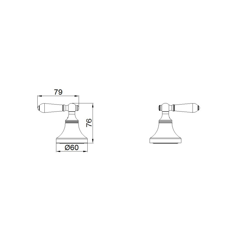 NERO YORK WALL TOP ASSEMBLIES WITH BLACK PORCELAIN LEVER CHROME