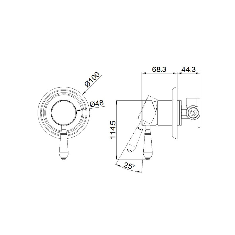 NERO YORK SHOWER MIXER WITH WHITE PORCELAIN LEVER BRUSHED NICKEL