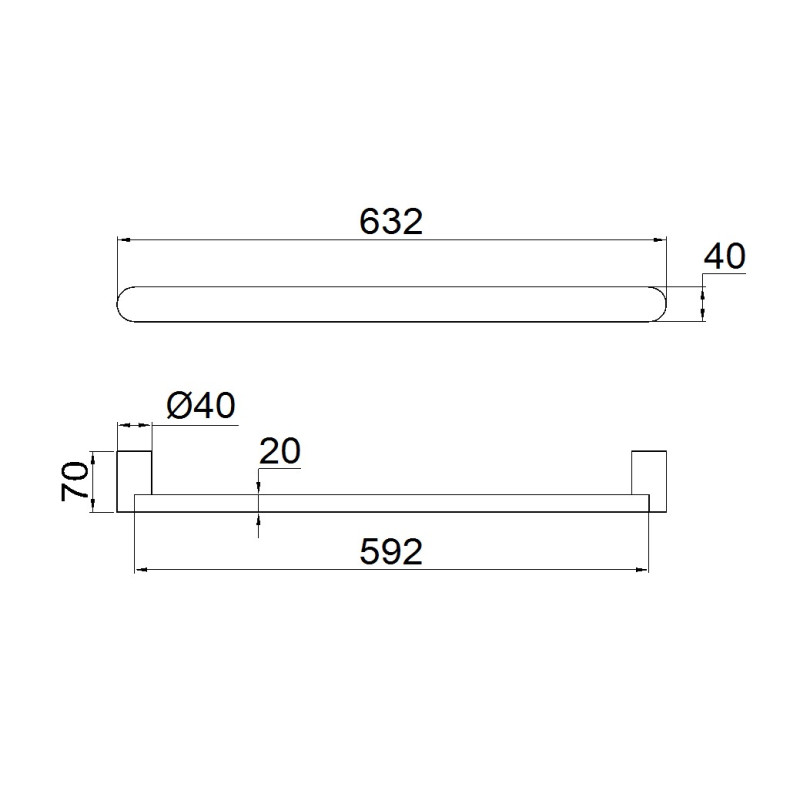 NERO BIANCA 240V SINGLE HEATED TOWEL RAIL BRUSHED BRONZE