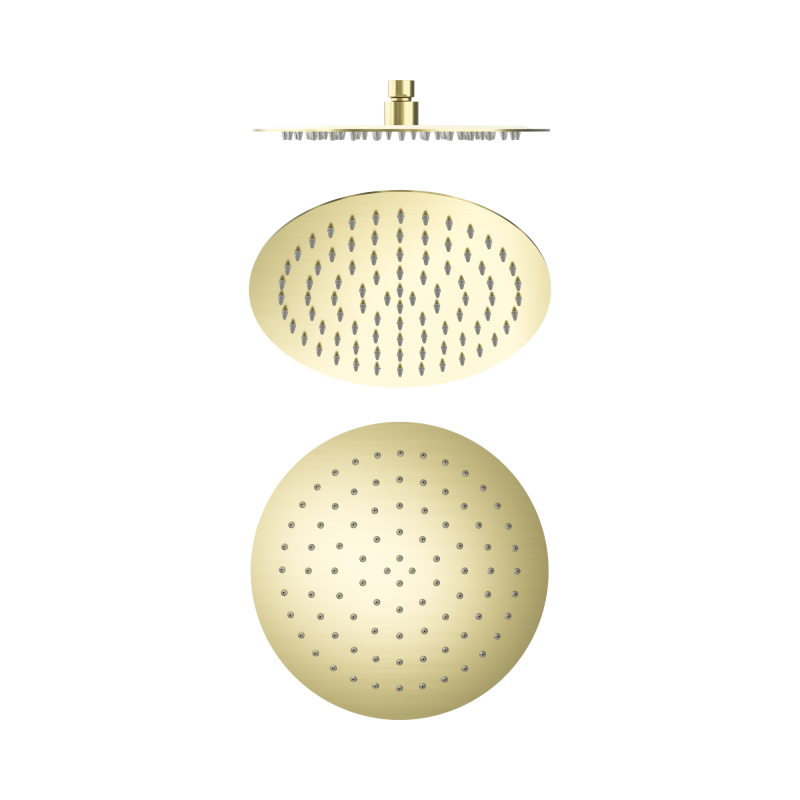 NERO 250MM ROUND STAINLESS STEEL SHOWER HEAD 4 STAR RATING BRUSHED GOLD NERO 250MM ROUND STAINLESS STEEL SHOWER HEAD 4 STAR RATING BRUSHED GOLD