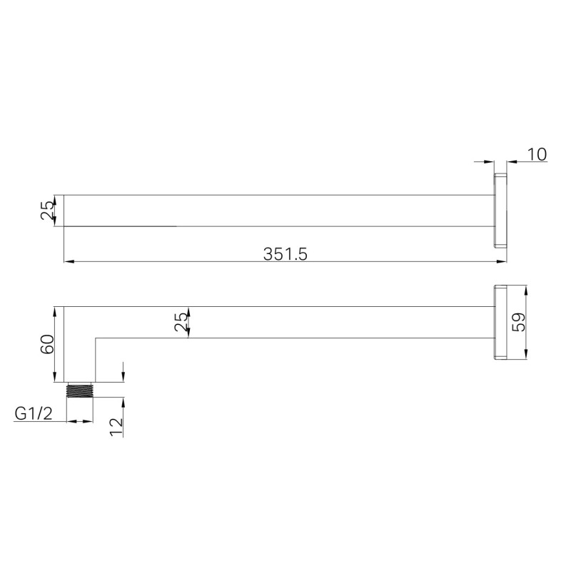 NERO SQUARE SHOWER ARM CHROME