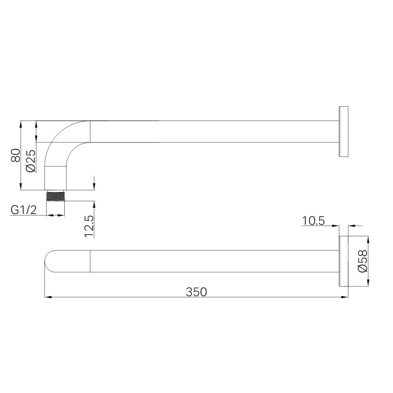 NERO ROUND SHOWER ARM 330MM LENGTH CHROME