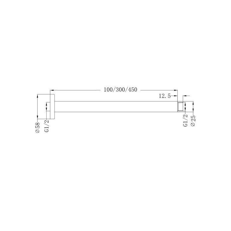 NERO ROUND CEILING ARM 300MM LENGTH MATTE WHITE