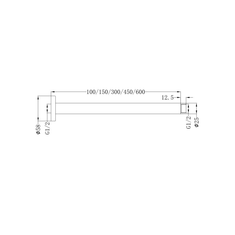 NERO ROUND CEILING ARM 450MM LENGTH MATTE BLACK
