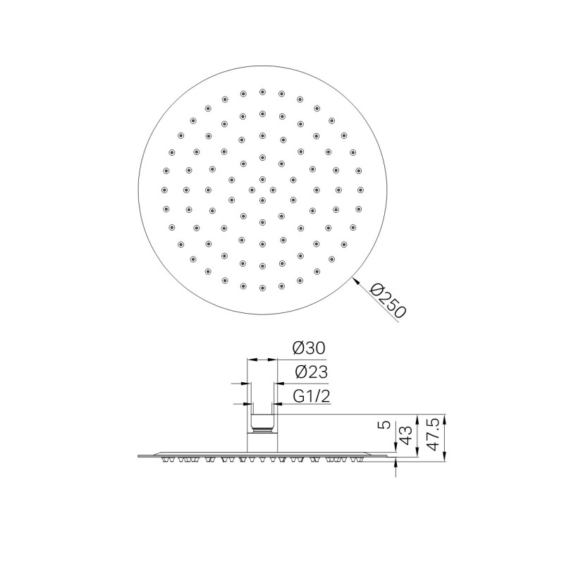 NERO 250MM ROUND STAINLESS STEEL SHOWER HEAD 4 STAR RATING BRUSHED NICKEL