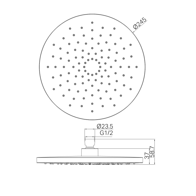 NERO 250MM ABS ROUND SHOWER HEAD BRUSHED NICKEL