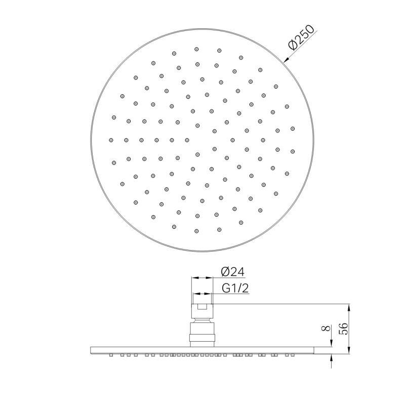 NERO 250MM ROUND SHOWER HEAD MATTE BLACK