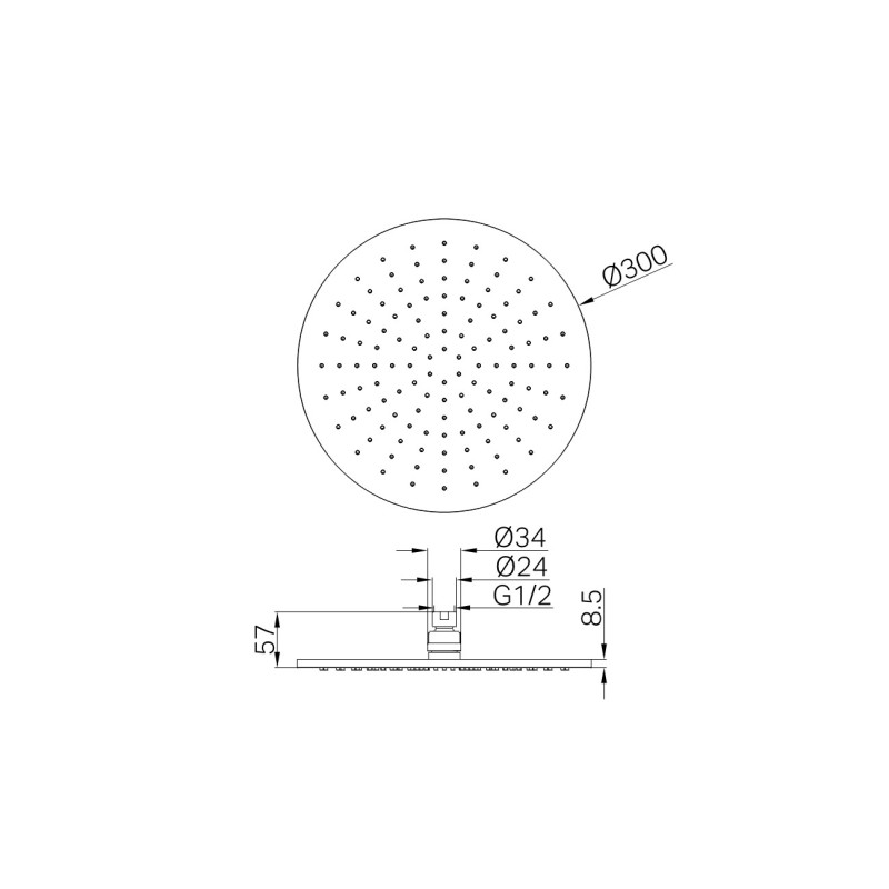 NERO 300MM ROUND SHOWER HEAD MATTE WHITE
